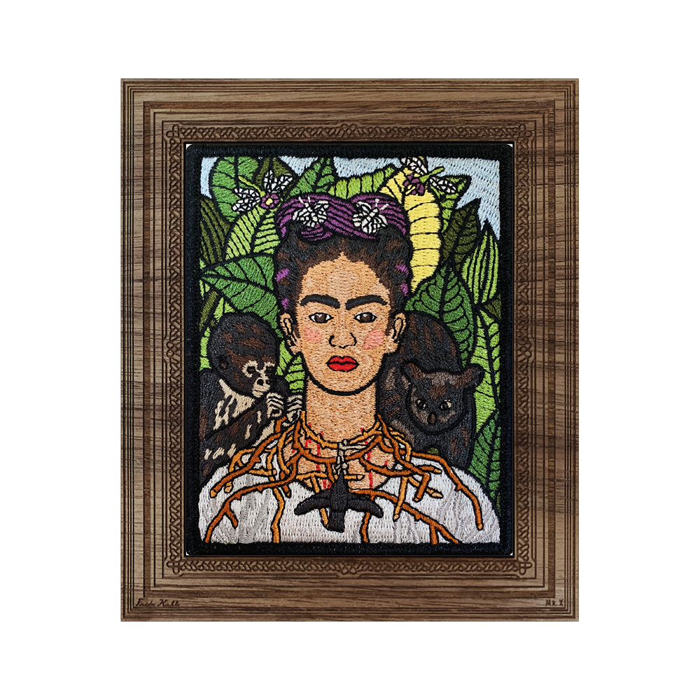 Self-Portrait with Thorn Necklace and Hummingbird Patch - GZila Designs