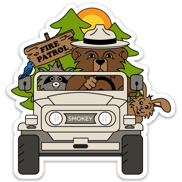 Smokey Bear FJ40 Sticker - GZila Designs